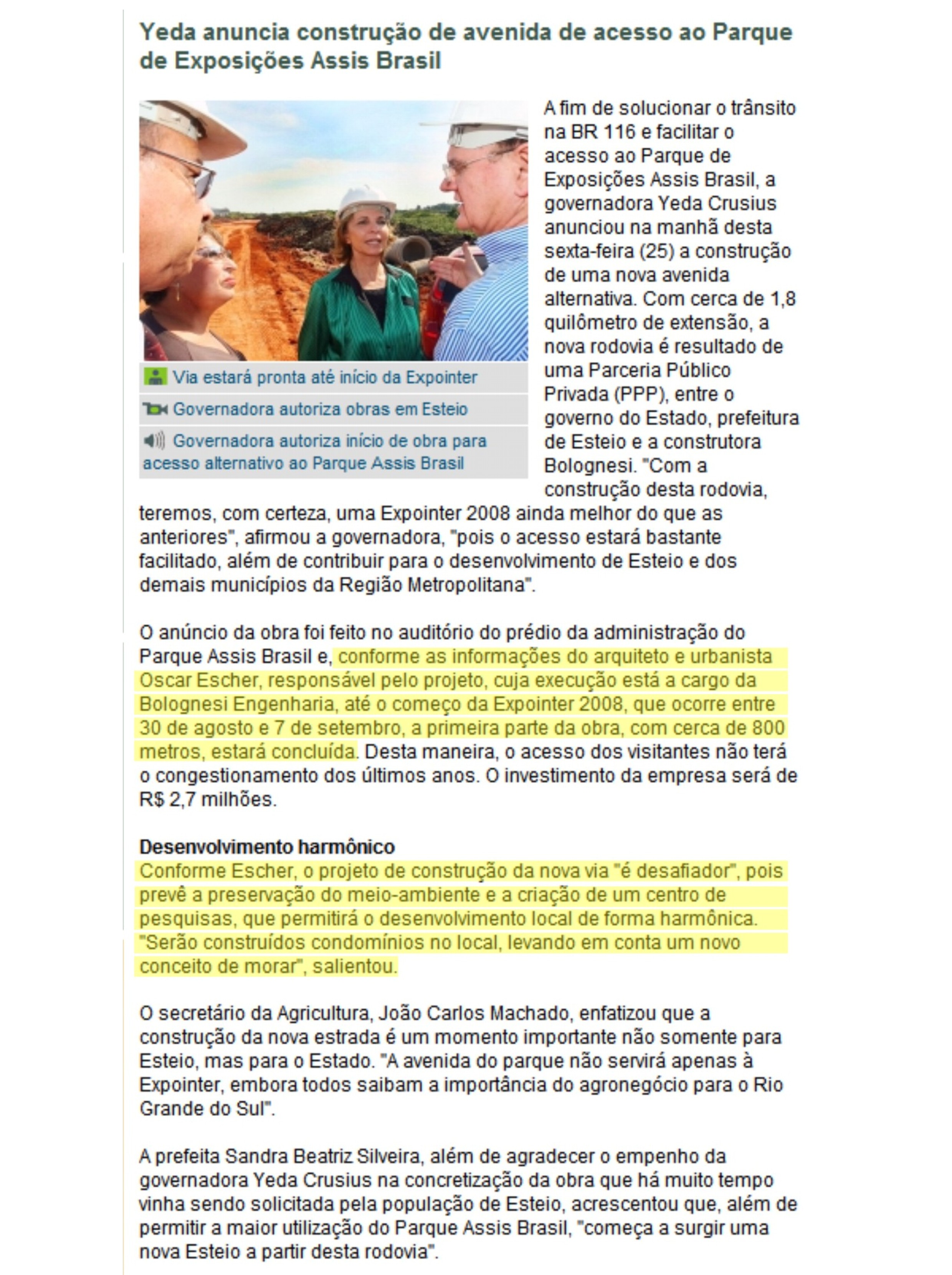 Site Governo do Estado - Projetos Públicos